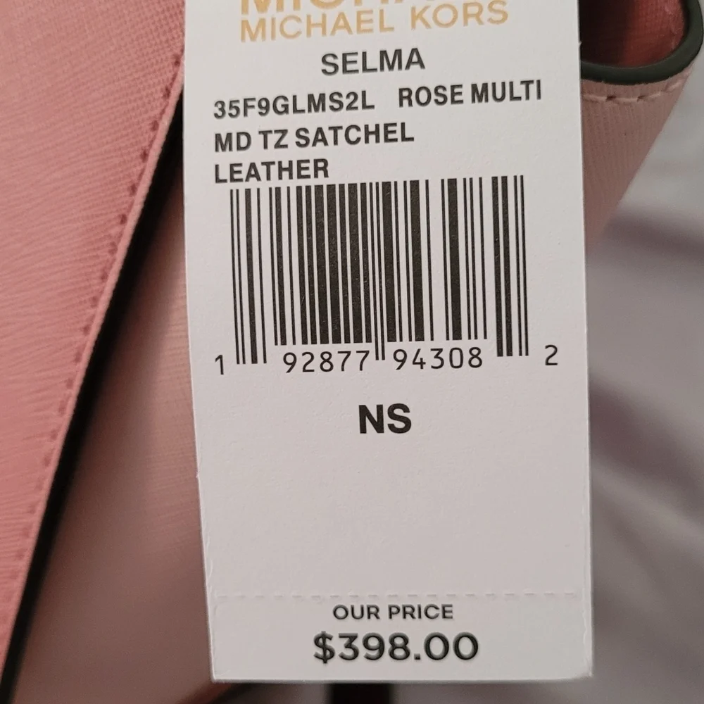 Michael Kors Selma Medium Colorblock Leather Satchel Crossbody Rose Multi NWT - Picture 6 of 16